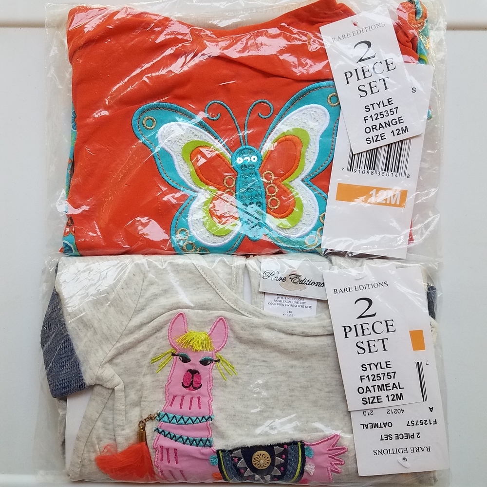 Rare Editions Legging Set Two Piece Outfit Lot Baby Girl Size 12 Months NWT - Picture 2 of 8
